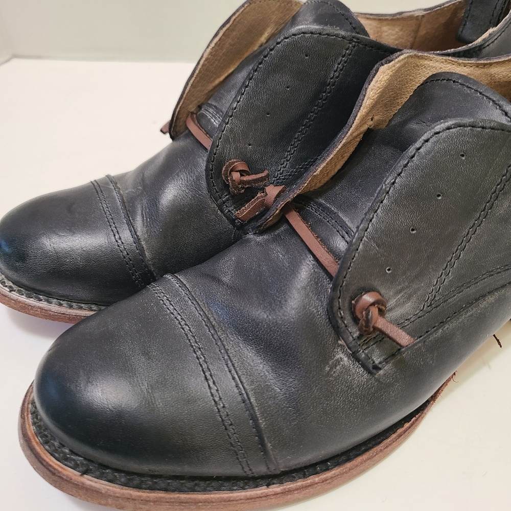 Freebird By Steven "Mabel" Black Grey Distressed Leather Shoes Size 10 - Picture 6 of 15
